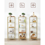 Bücherregal - Stehplanke - Badezimmerschrank - 5 Level - Stahlrahmen - Gold