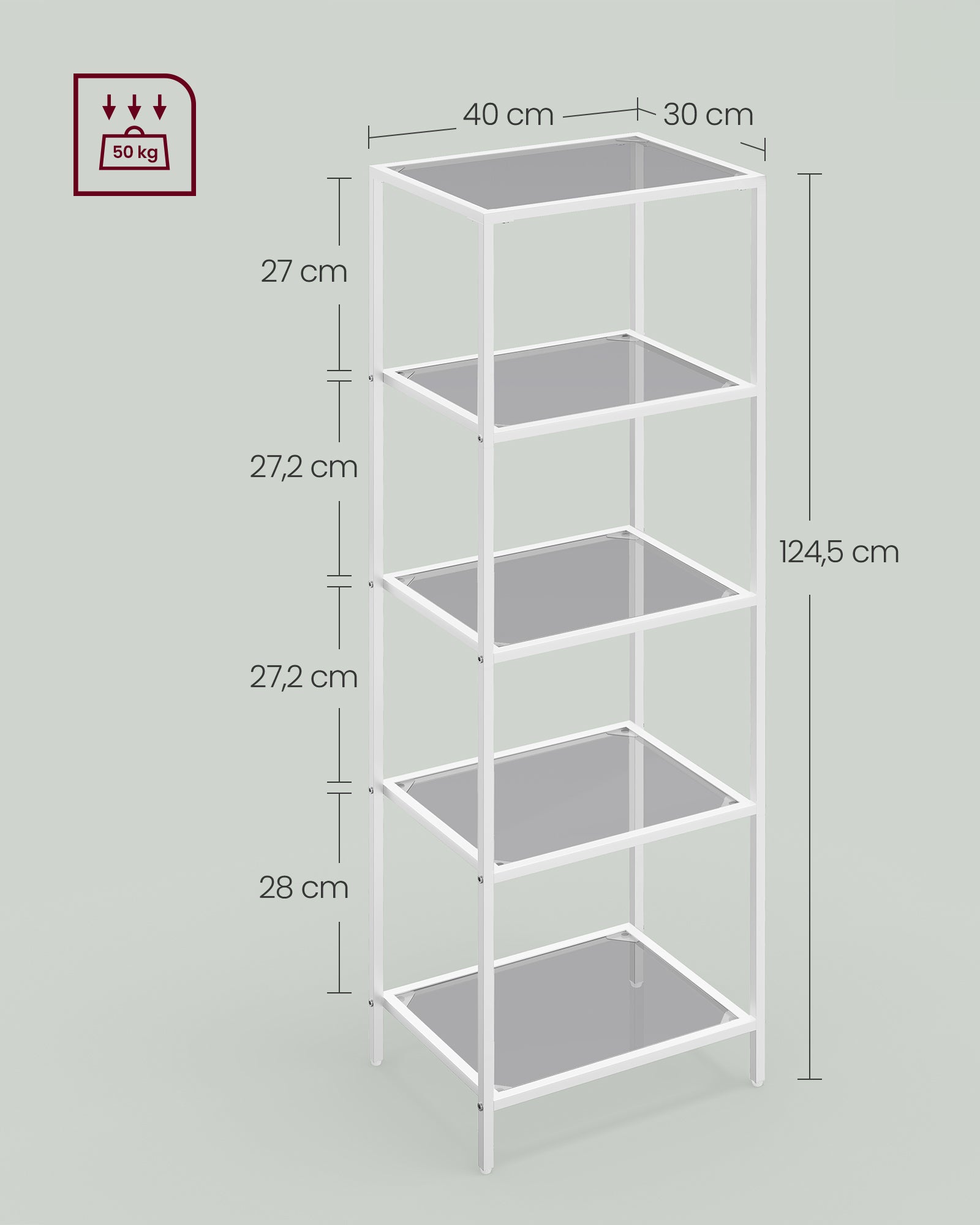 Badezimmerregal-5-Regale-Perl-Weiß-Le-Ligrijs
