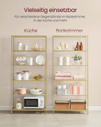 Badezimmerregal - geschmittertes Glas - transparent - Metallic Gold