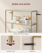Badezimmerregal - geschmittertes Glas - transparent - Metallic Gold