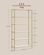 Badezimmerregal - geschmittertes Glas - transparent - Metallic Gold