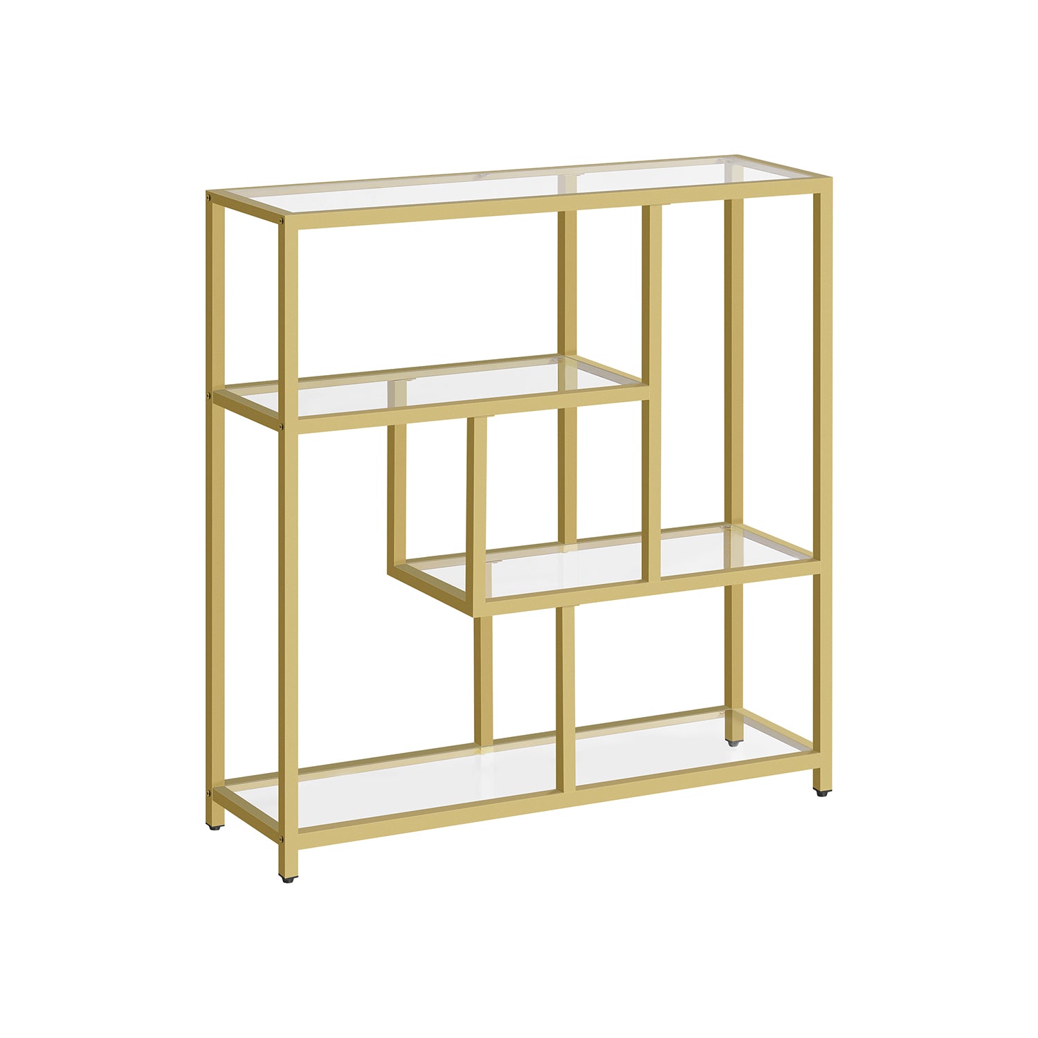 Bücherregal mit 4 Regalen transparent-bloßes Gold
