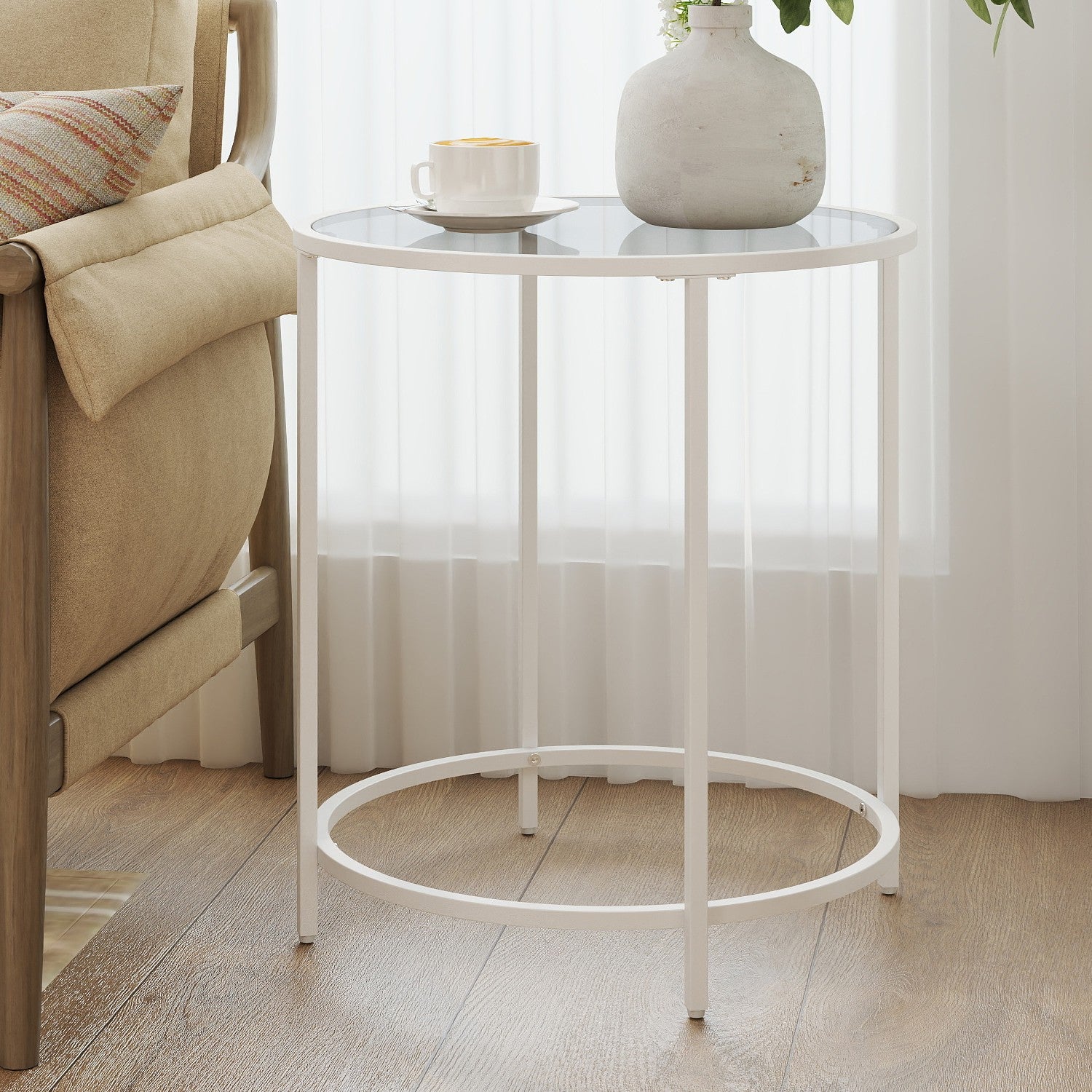Mit Tabellen rund temperierte Glas-Metall-Rahmen-Perly-Ligrijs