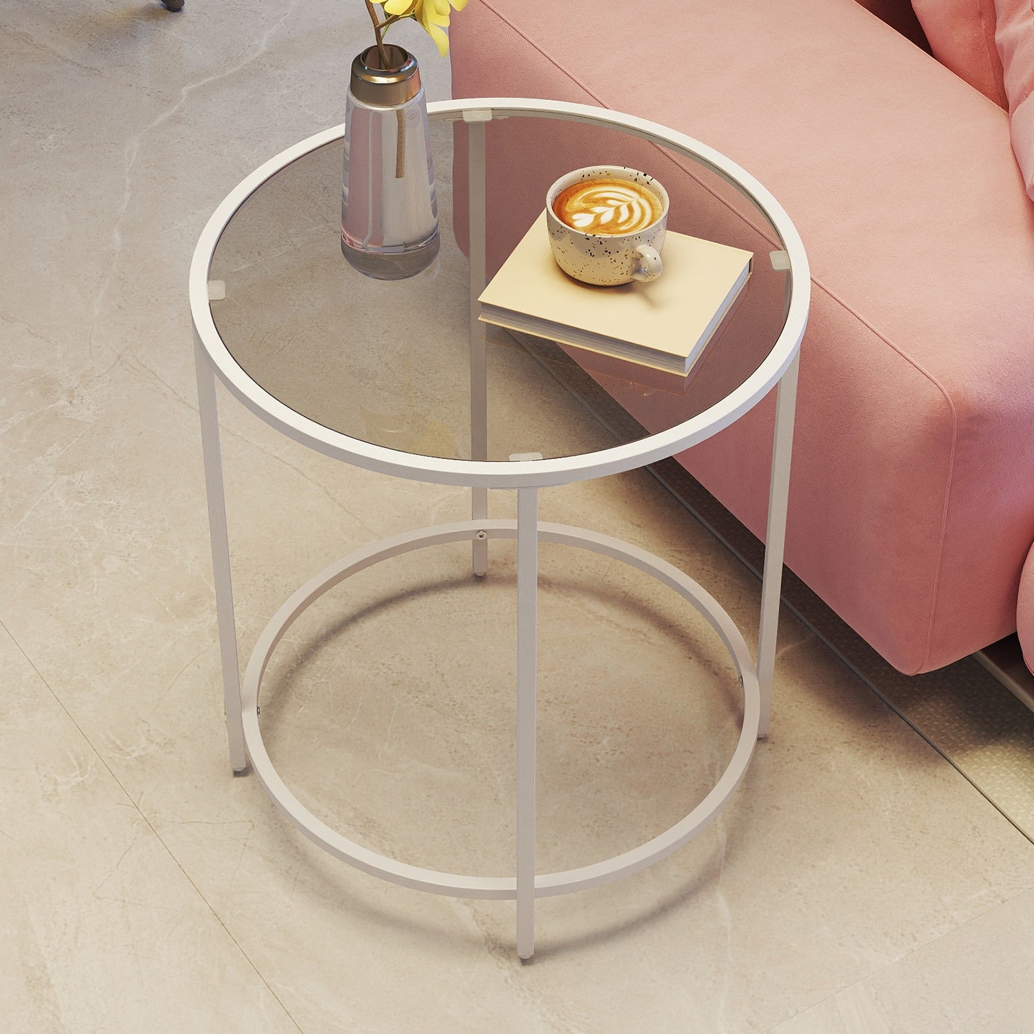 Mit Tabellen rund temperierte Glas-Metall-Rahmen-Perly-Ligrijs