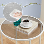 Mit Tabellen rund temperierte Glas-Metall-Rahmen-Perly-Ligrijs