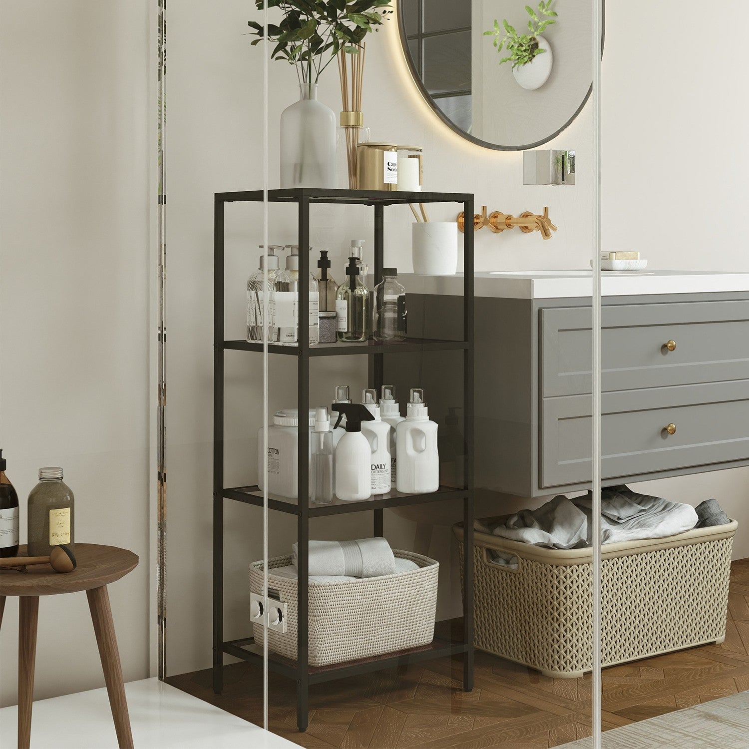 4-layeres Regal aus temperiertem Glas Badezimmerregal-Badezimmerregal