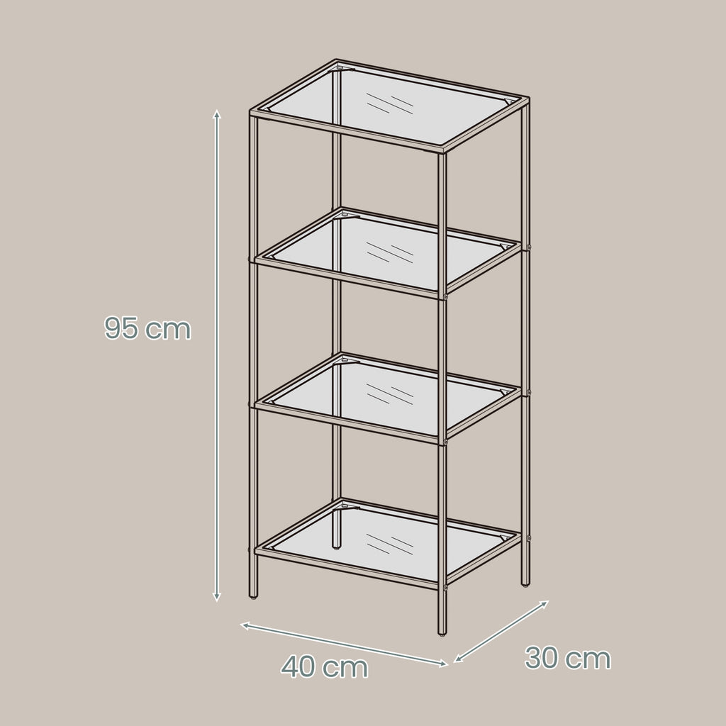 4-layeres Regal aus temperiertem Glas Badezimmerregal-Badezimmerregal