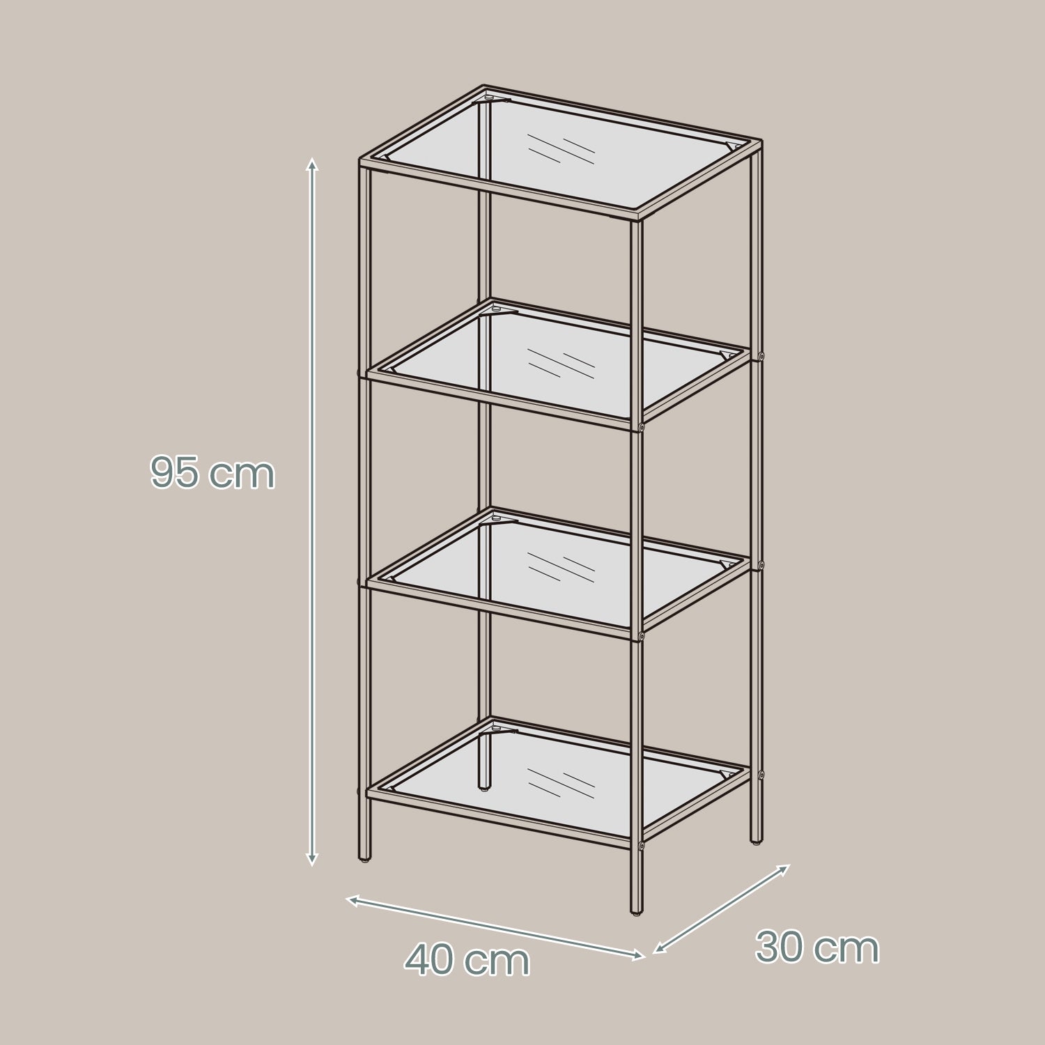 4-layeres Regal aus temperiertem Glas Badezimmerregal-Badezimmerregal