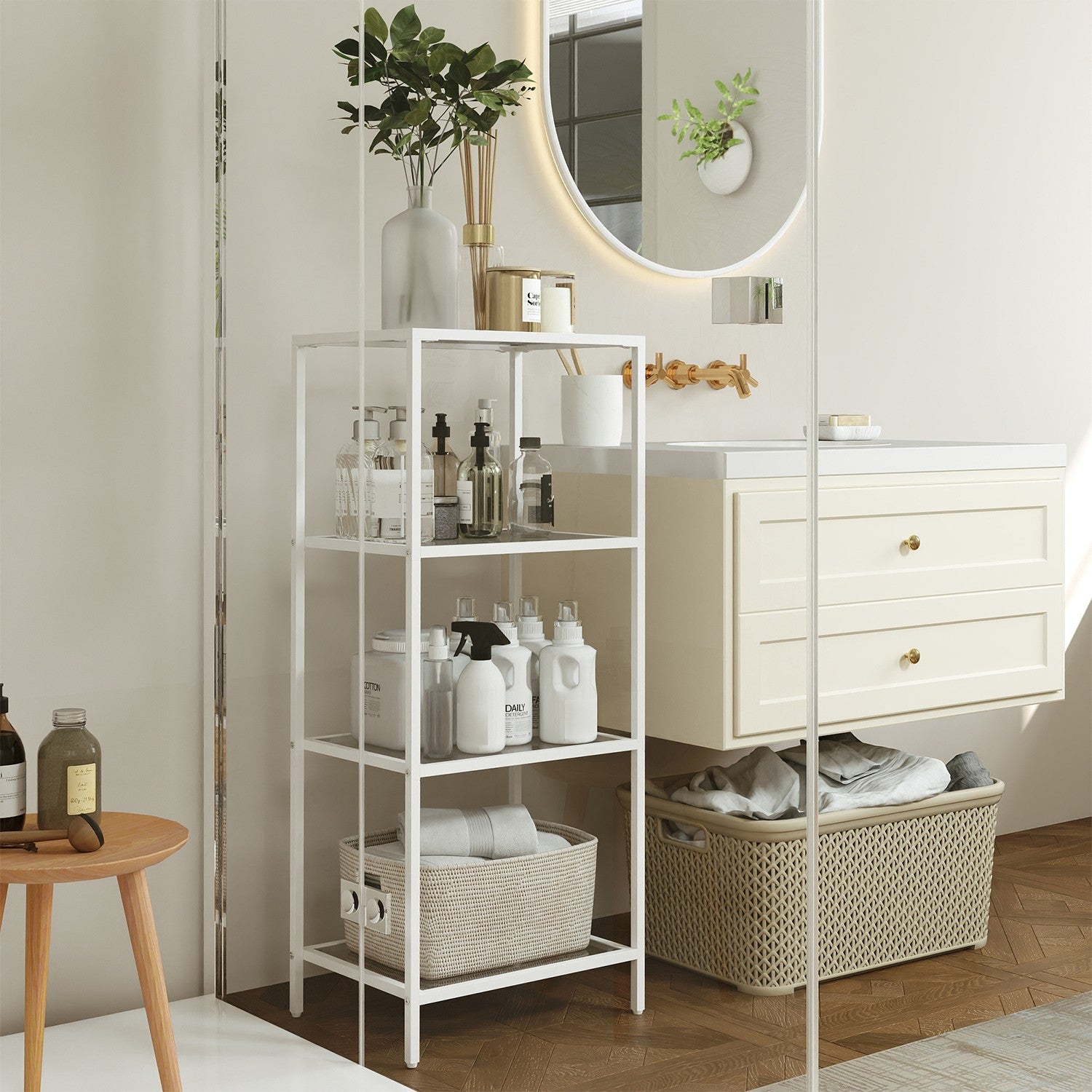 4-layeres Regal aus temperiertem Glas Badezimmerregal-Badezimmerregal