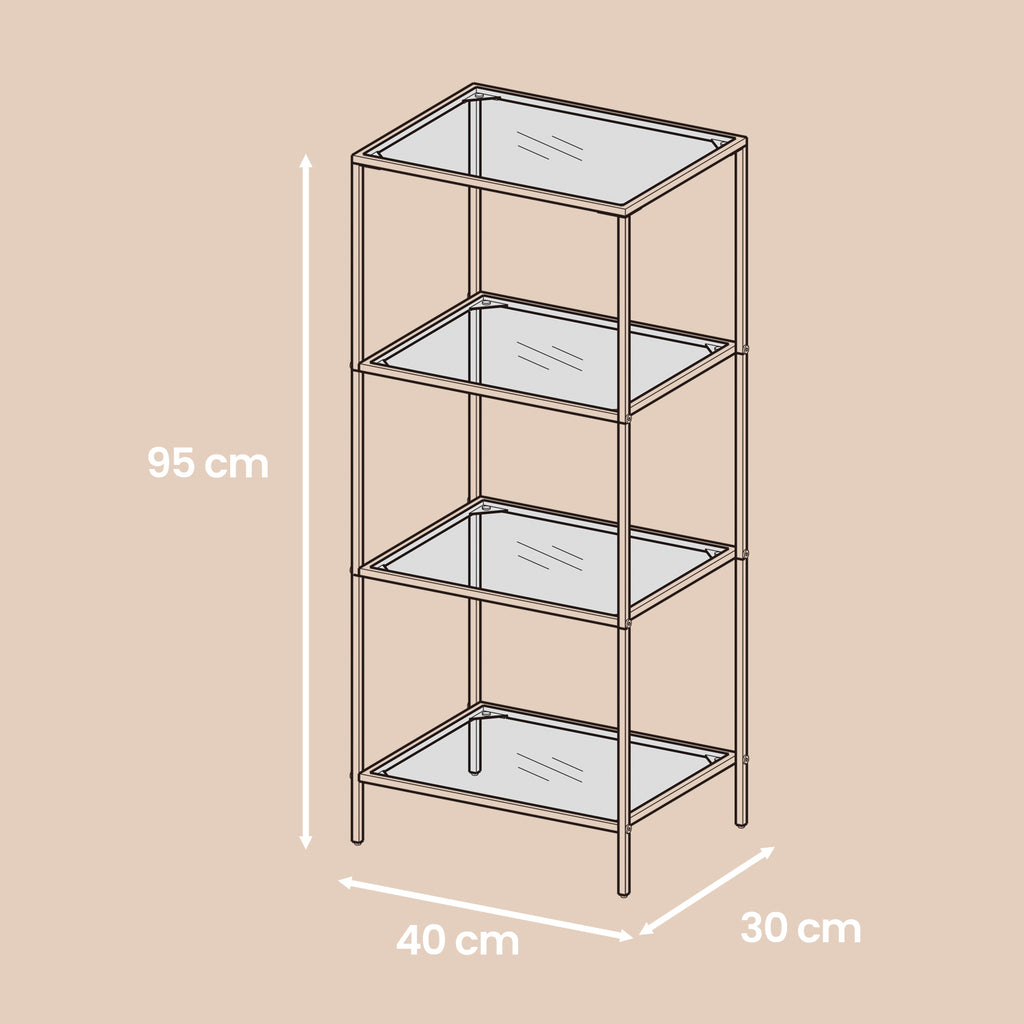 4-layeres Regal aus temperiertem Glas Badezimmerregal-Badezimmerregal