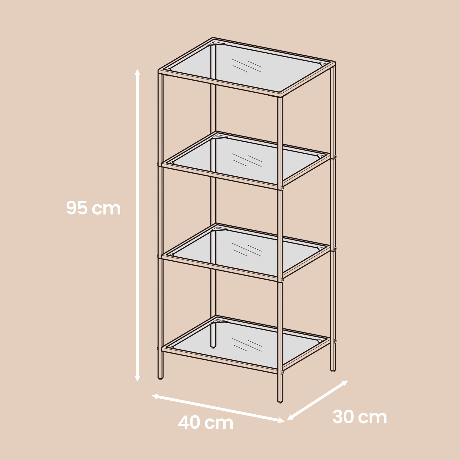 4-layeres Regal aus temperiertem Glas Badezimmerregal-Badezimmerregal