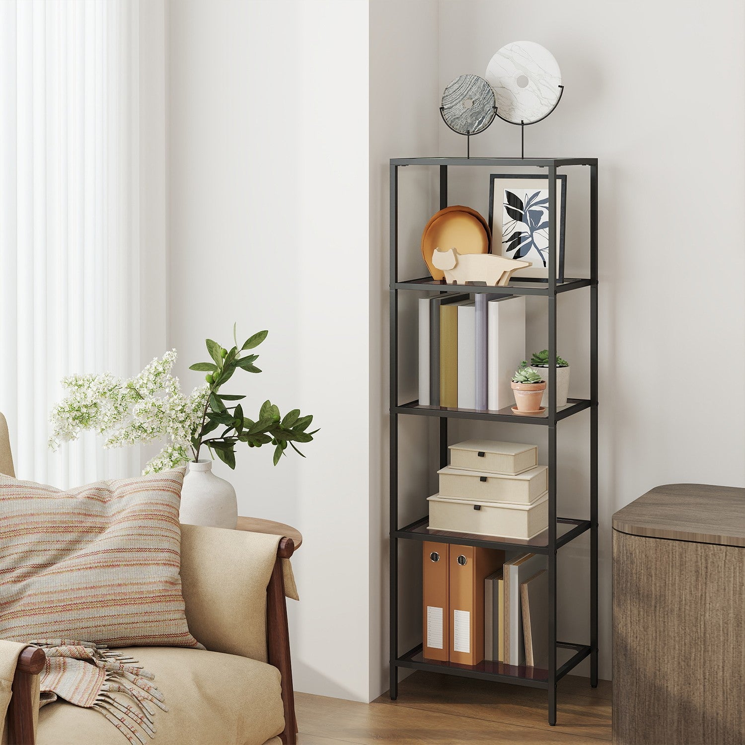 5-layer-Glasregal, Bücherregal, Aufbewahrungsbrett