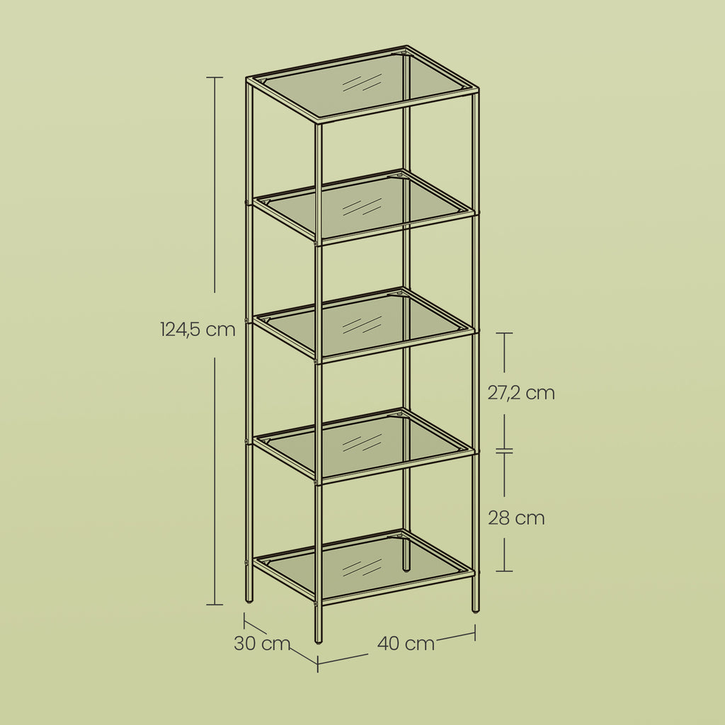 5-layer-Glasregal, Bücherregal, Aufbewahrungsbrett