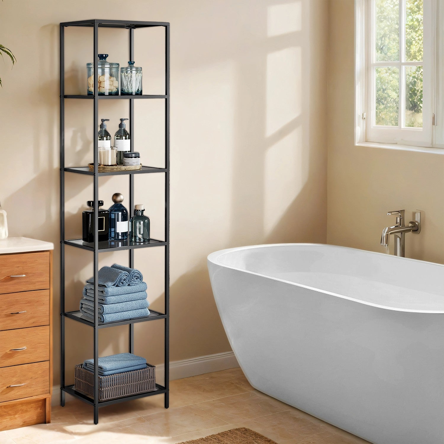 6-layeres Regal aus temperiertem Glas Badezimmerregal-Badezimmerregal