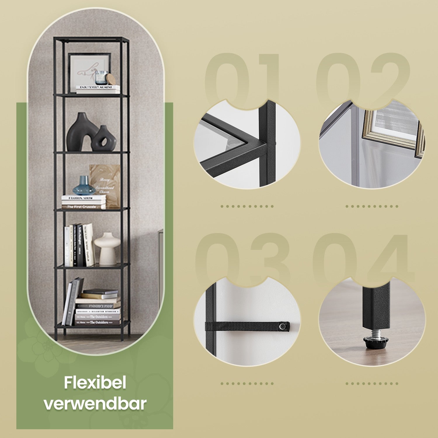 6-layeres Regal aus temperiertem Glas Badezimmerregal-Badezimmerregal