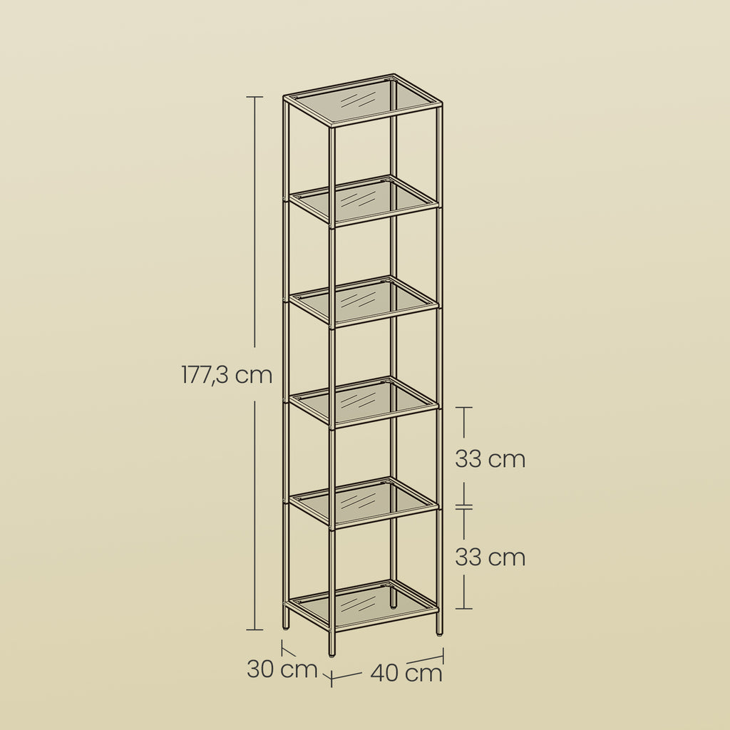 6-layeres Regal aus temperiertem Glas Badezimmerregal-Badezimmerregal