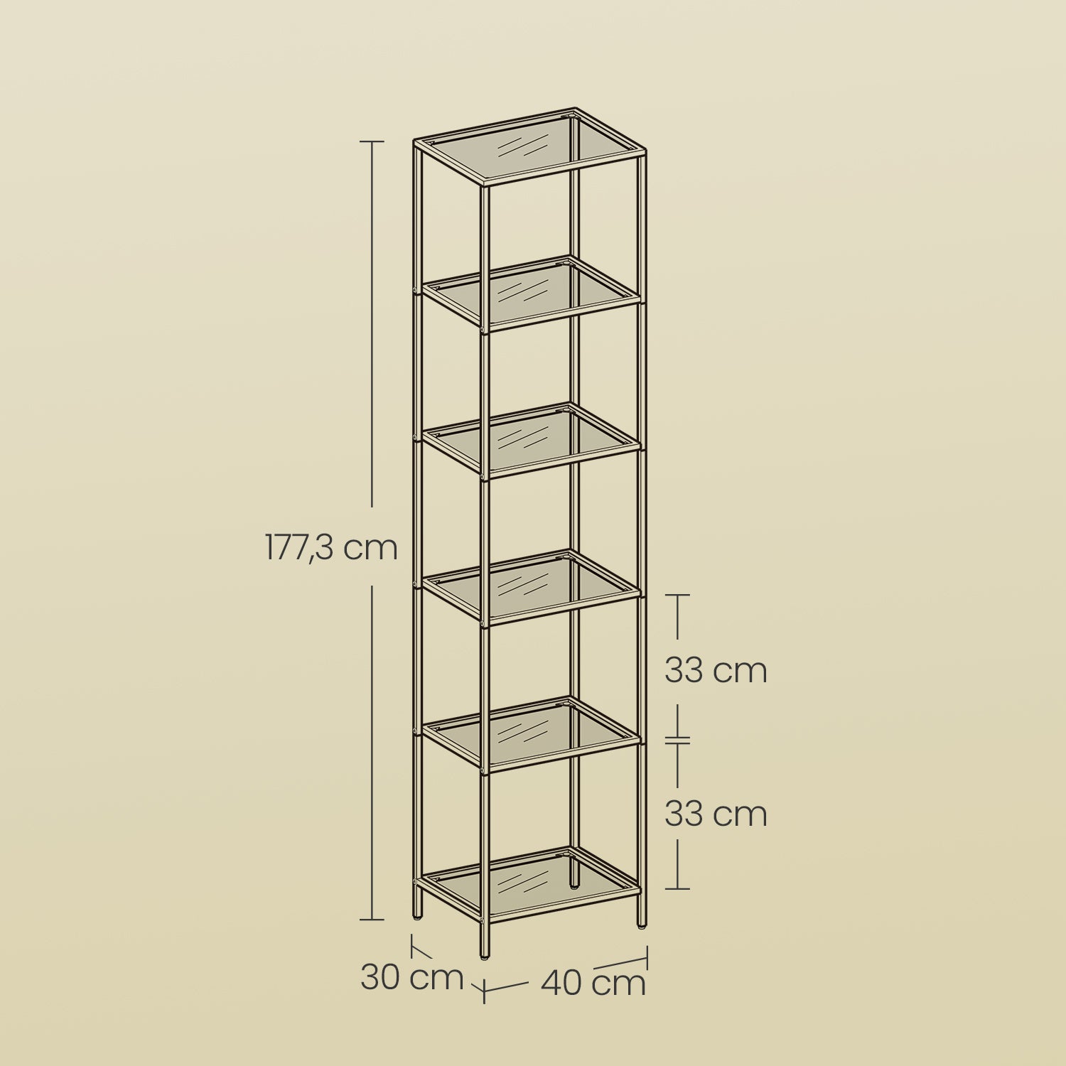 6-layeres Regal aus temperiertem Glas Badezimmerregal-Badezimmerregal