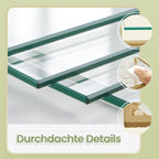 5-layer-Bücherregal aus temperiertem Glas, gewölbter Speicherplatte