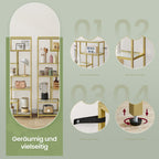 Bücherregal mit 6 Levels, Planke mit Schutzhütten aus geschmittertem Glas, stehendem Gleitbrett