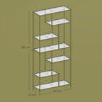 Bücherregal mit 6 Levels, Planke mit Schutzhütten aus geschmittertem Glas, stehendem Gleitbrett