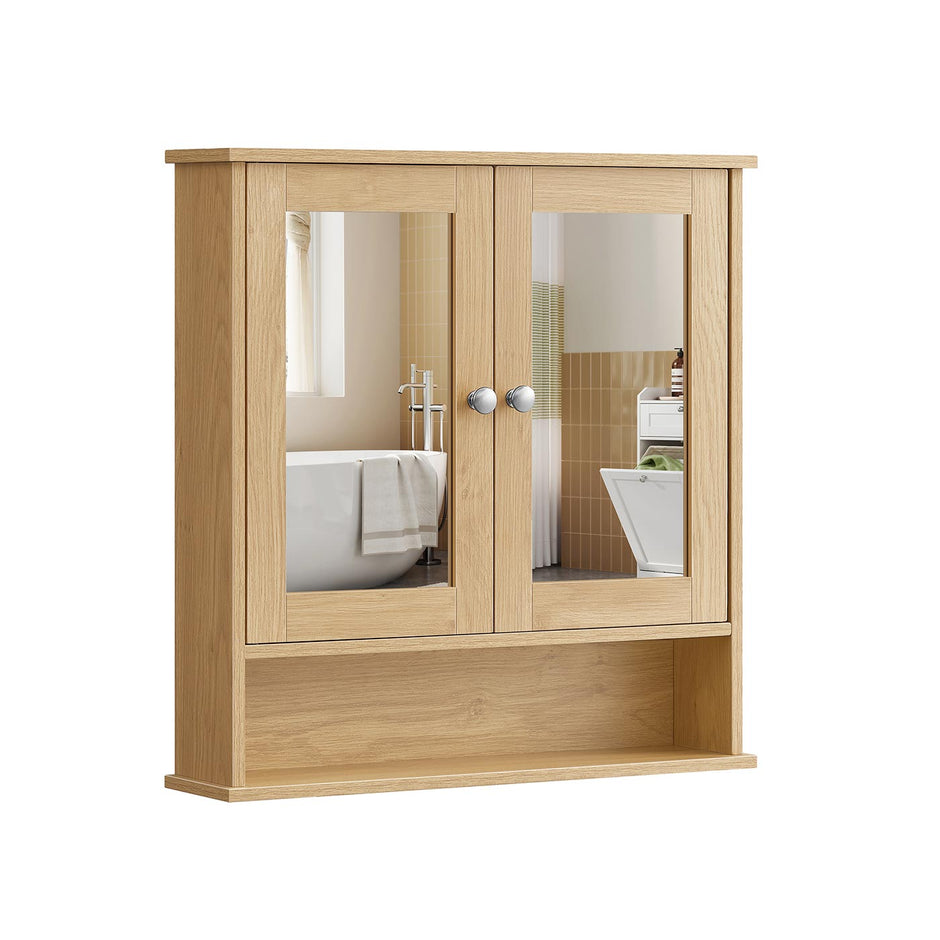 Spiegelschrank - Wandschrank - Doppeltür - Holz - Weiß