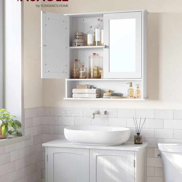 Spiegelschrank - mit offenem Fach - Wandmontage - Weiß