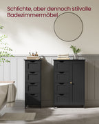 Badezimmermöbel - 4 Schubladen - 30 × 55 × 82 cm - Tinte Schwarz