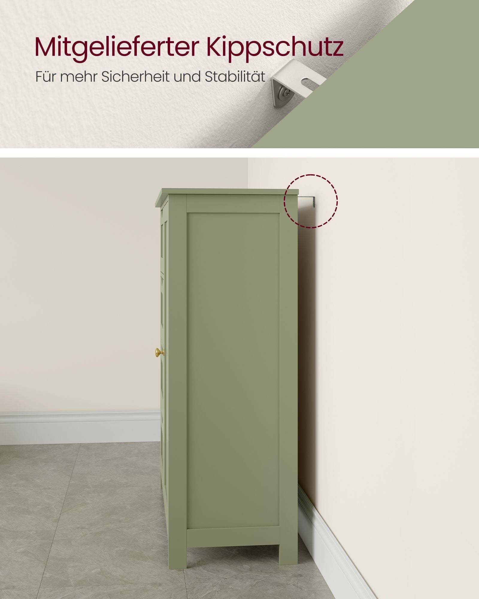 Badezimmerschrank - 4 Schubladen - 30 × 55 × 82 cm - Waldgrün