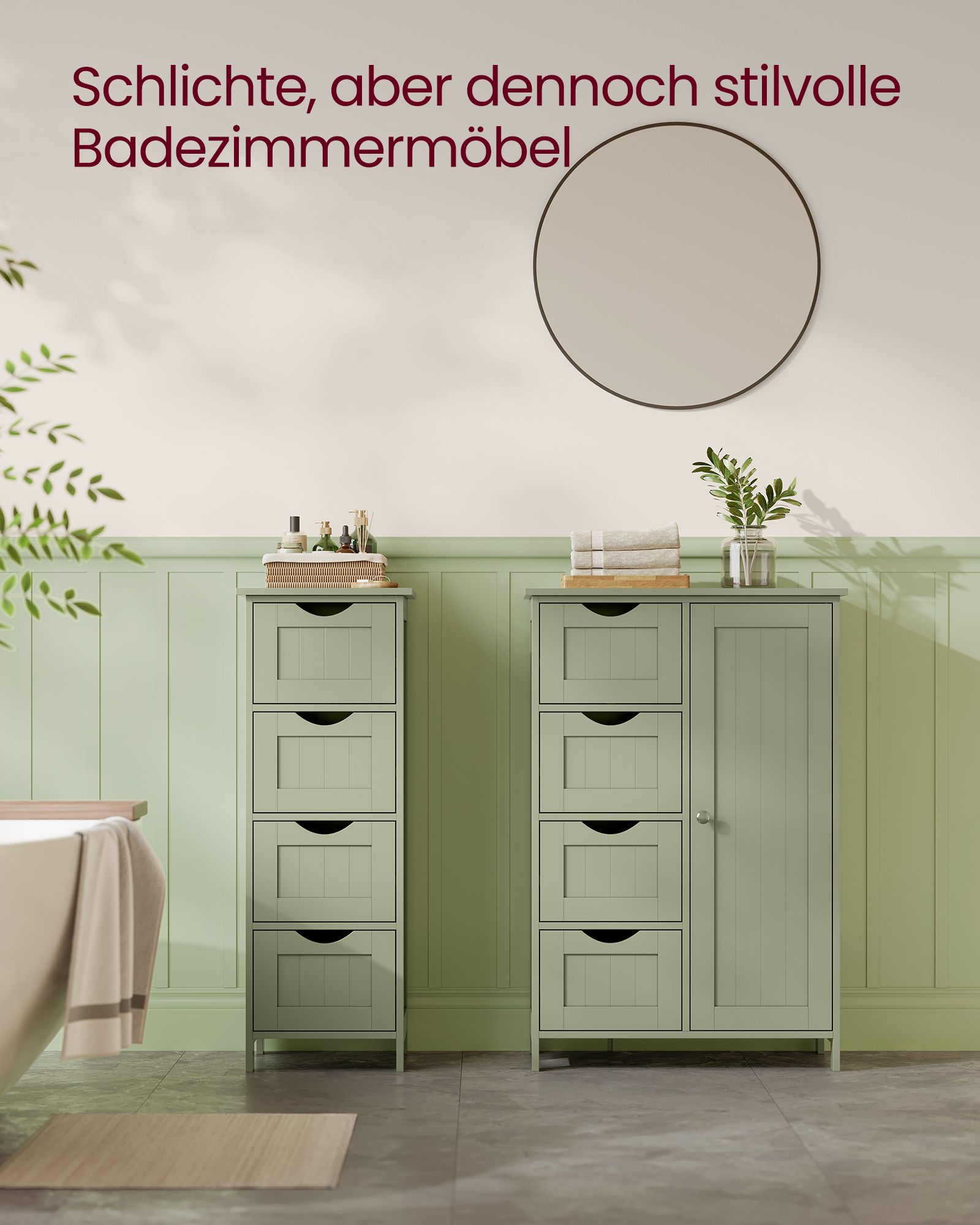 Badezimmerschrank - 4 Schubladen - 30 × 55 × 82 cm - Waldgrün