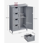 Schmaler Schrank - Badezimmerschrank - mit 4 Schubladen - grau