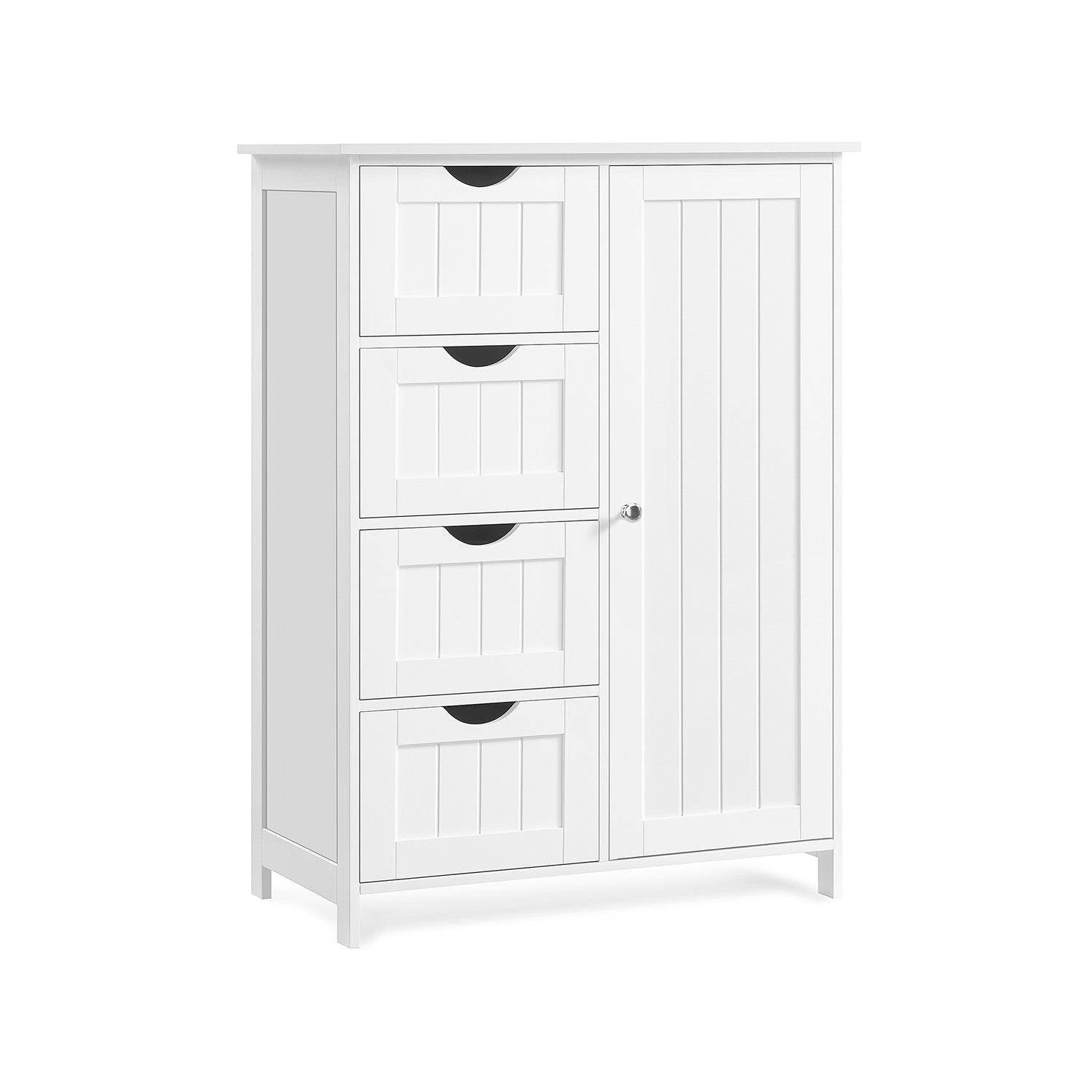 Badezimmerschrank - schmal - 4 Schubladen - Wolkwit
