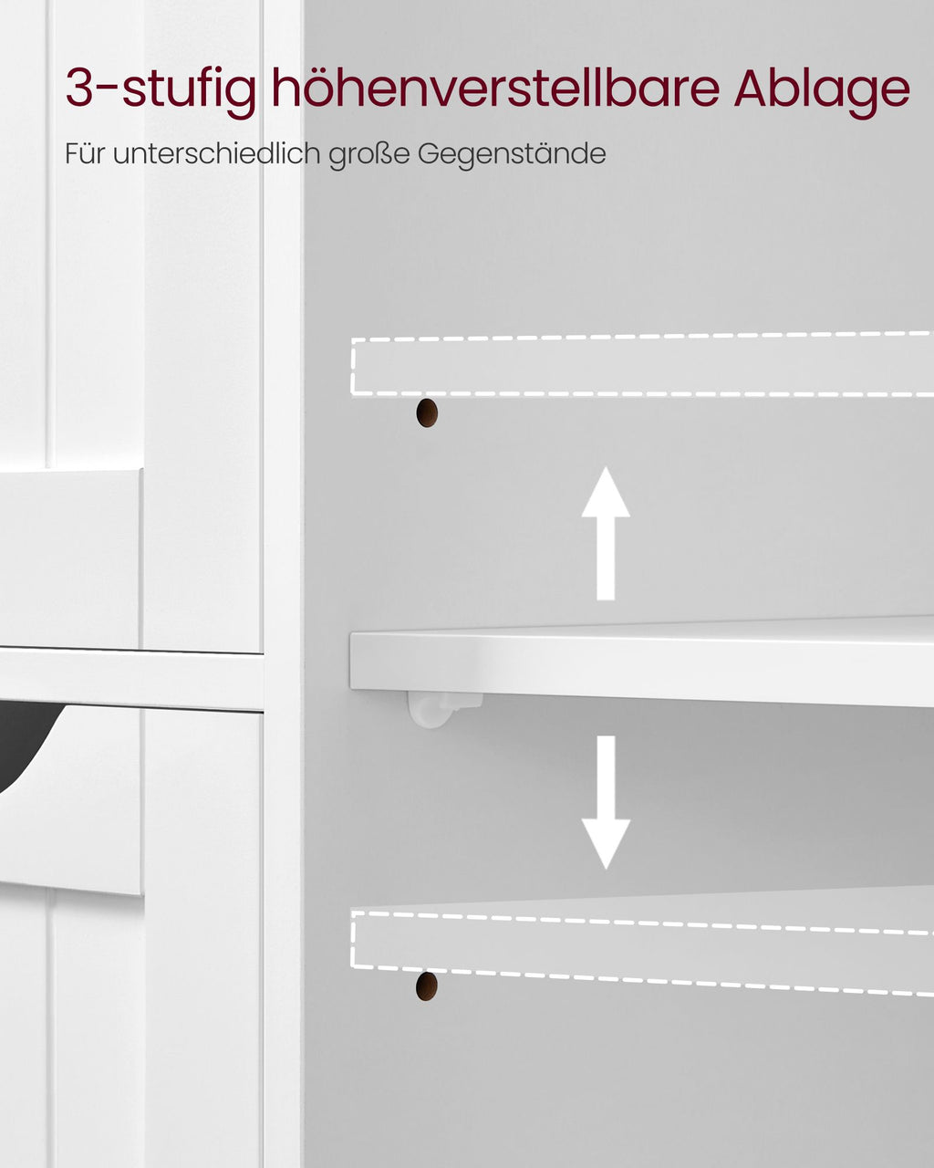 Badezimmerschrank - schmal - 4 Schubladen - Wolkwit