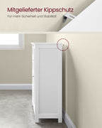 Badezimmerschrank - schmal - 4 Schubladen - Wolkwit