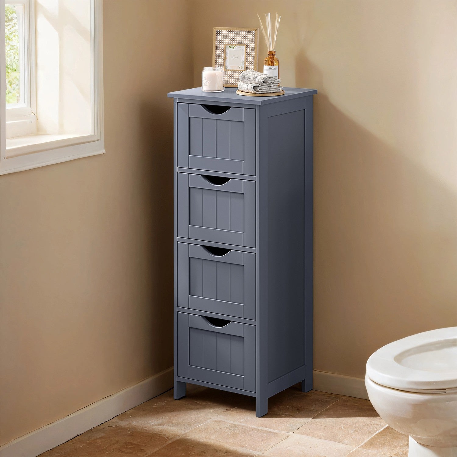 Badezimmerschrank, Badezimmerschrank, Seitenschrank mit 4 Schubladen