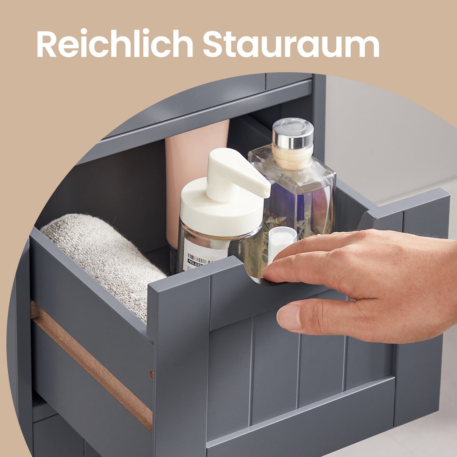 Badezimmerschrank, Badezimmerschrank, Seitenschrank mit 4 Schubladen