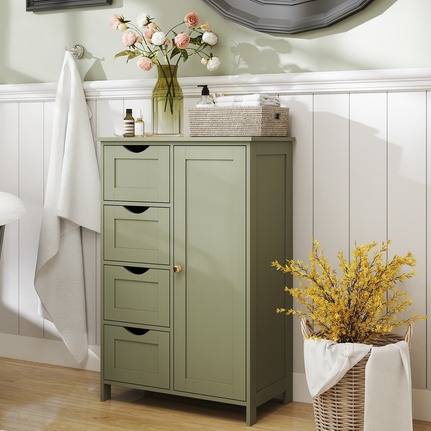 Badezimmerschrank - Schmaler Seitenschrank für Badezimmer, modernes Design