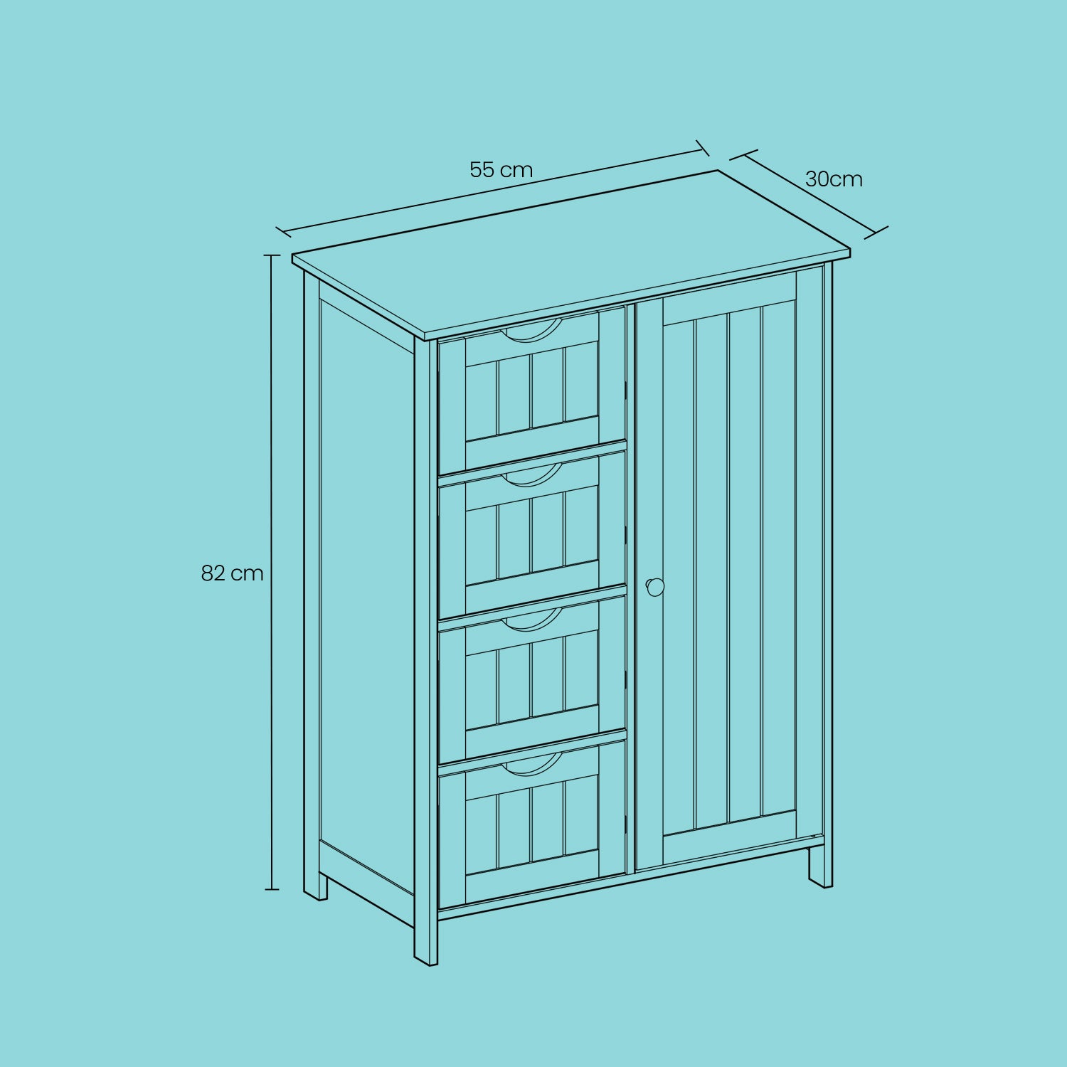 Badezimmerschrank - Schmaler Seitenschrank für Badezimmer, modernes Design