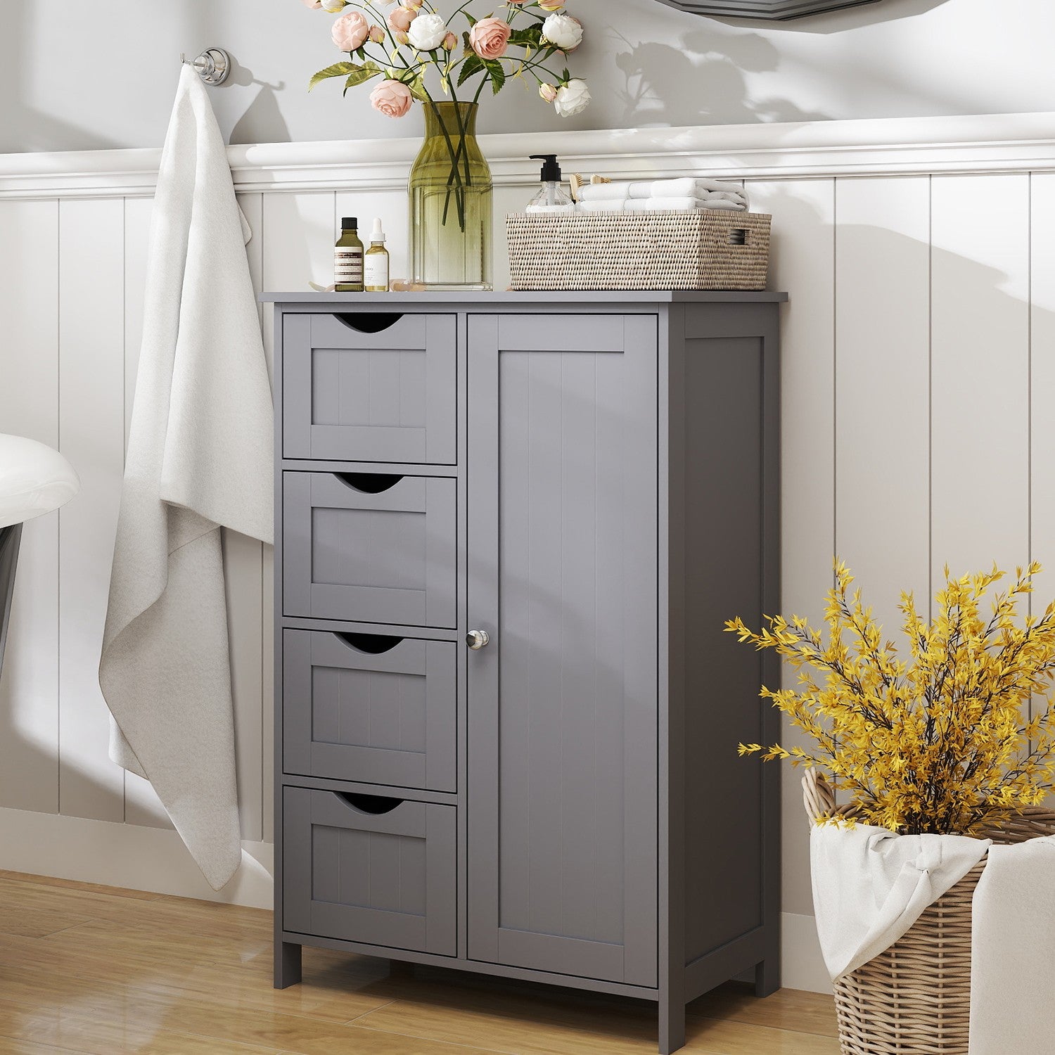 Badezimmerschrank - Schmaler Seitenschrank für Badezimmer, modernes Design