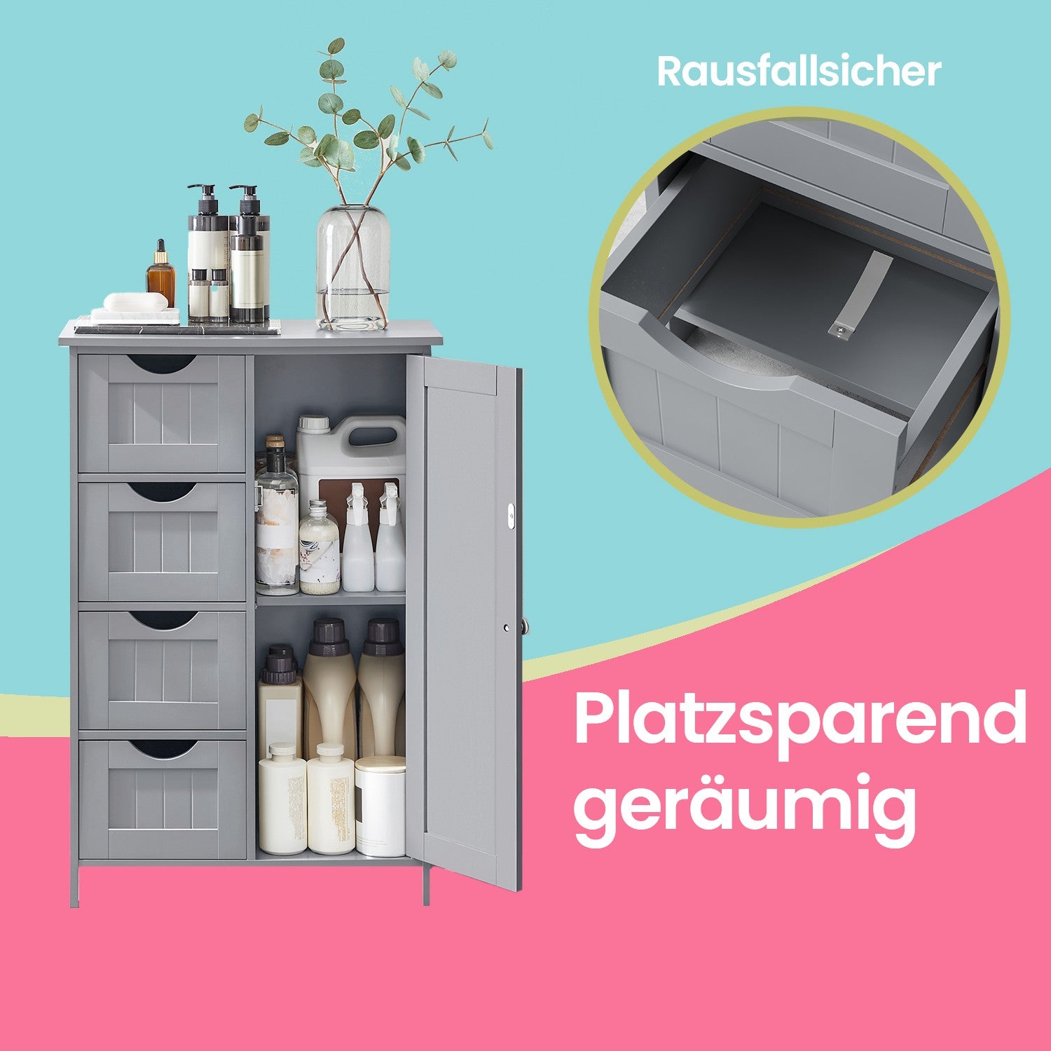Badezimmerschrank - Schmaler Seitenschrank für Badezimmer, modernes Design