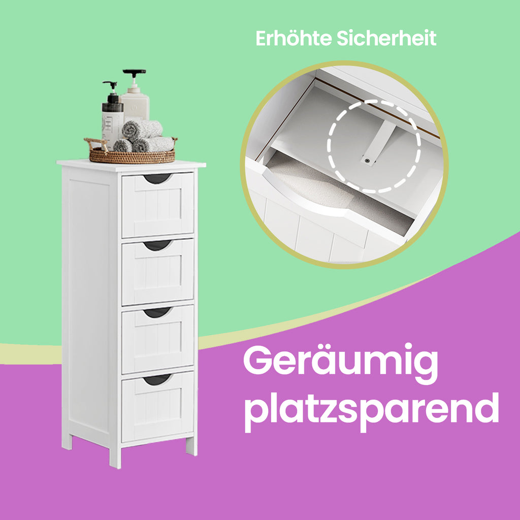 Badezimmerschrank mit 4 Schubladen - kompakt - weiß - Beepercase