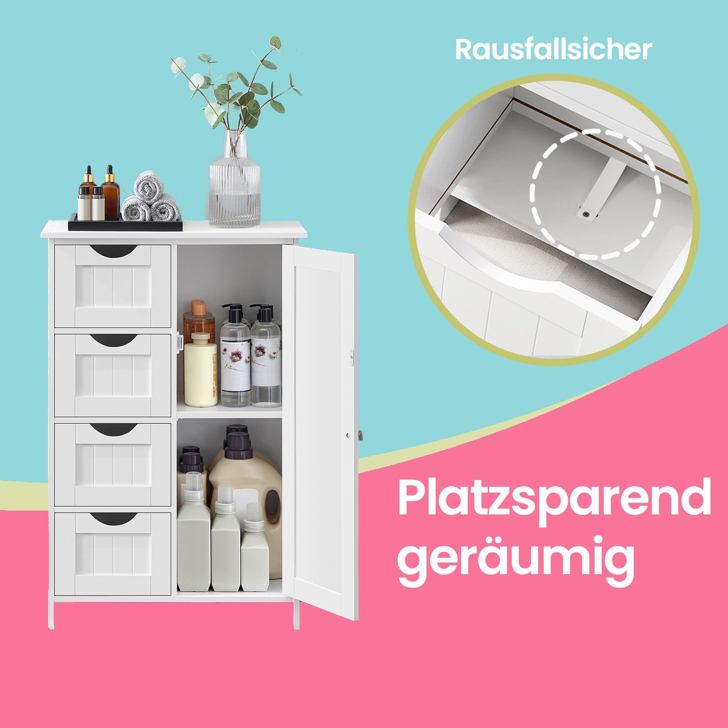 Badezimmerschrank - Schmaler Seitenschrank für Badezimmer, modernes Design