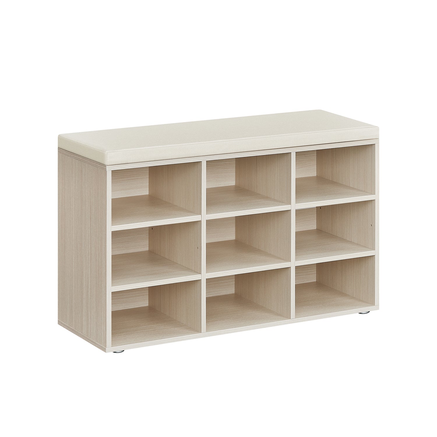 Schuhschrank - Schuhbank - 9 Fächer - mit Sitz - aus Holz - braun