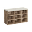 Schuhschrank - Schuhbank - 9 Fächer - mit Sitz - aus Holz - braun