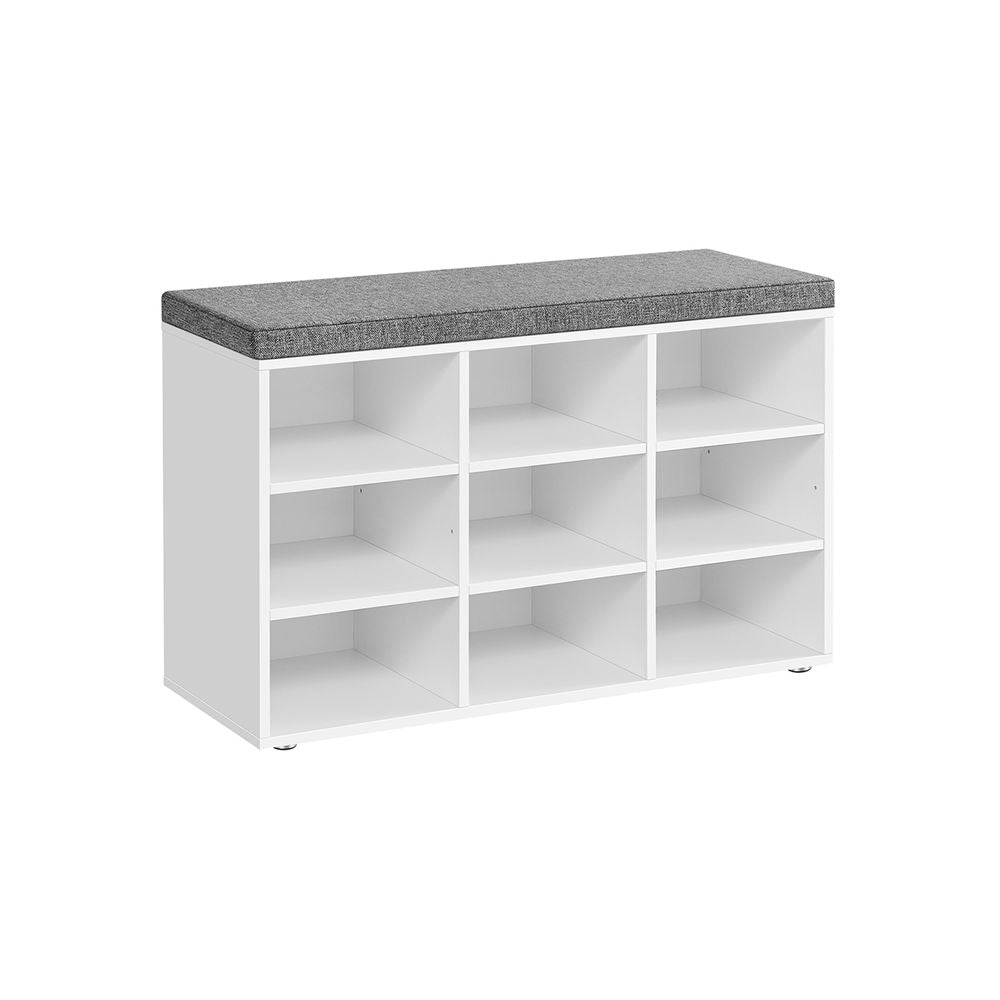 Schuhschrank - Schuhbank - 9 Fächer - mit Sitz - aus Holz - braun