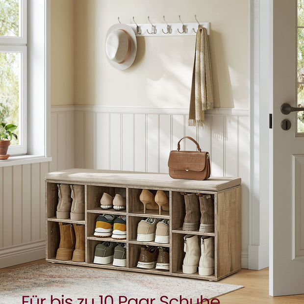 Schuhregal mit Sitzgelegenheiten - 30 × 104 × 48 cm - Camelbruin