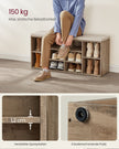 Schuhregal mit Sitzgelegenheiten - 30 × 104 × 48 cm - Camelbruin