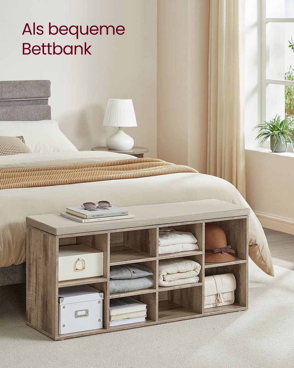 Schuhregal mit Sitzgelegenheiten - 30 × 104 × 48 cm - Camelbruin