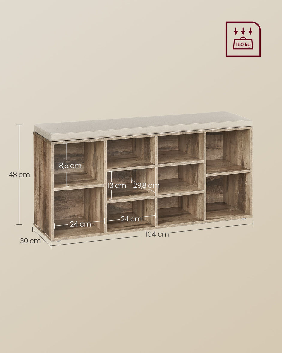 Schuhregal mit Sitzgelegenheiten - 30 × 104 × 48 cm - Camelbruin