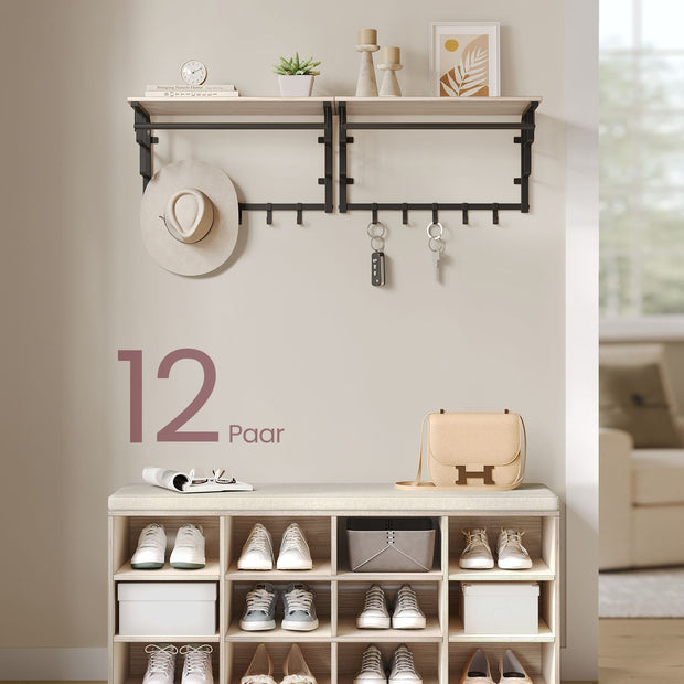 Schuhregal mit Sitz - 30,3 × 104 × 48 cm - Natural Beige