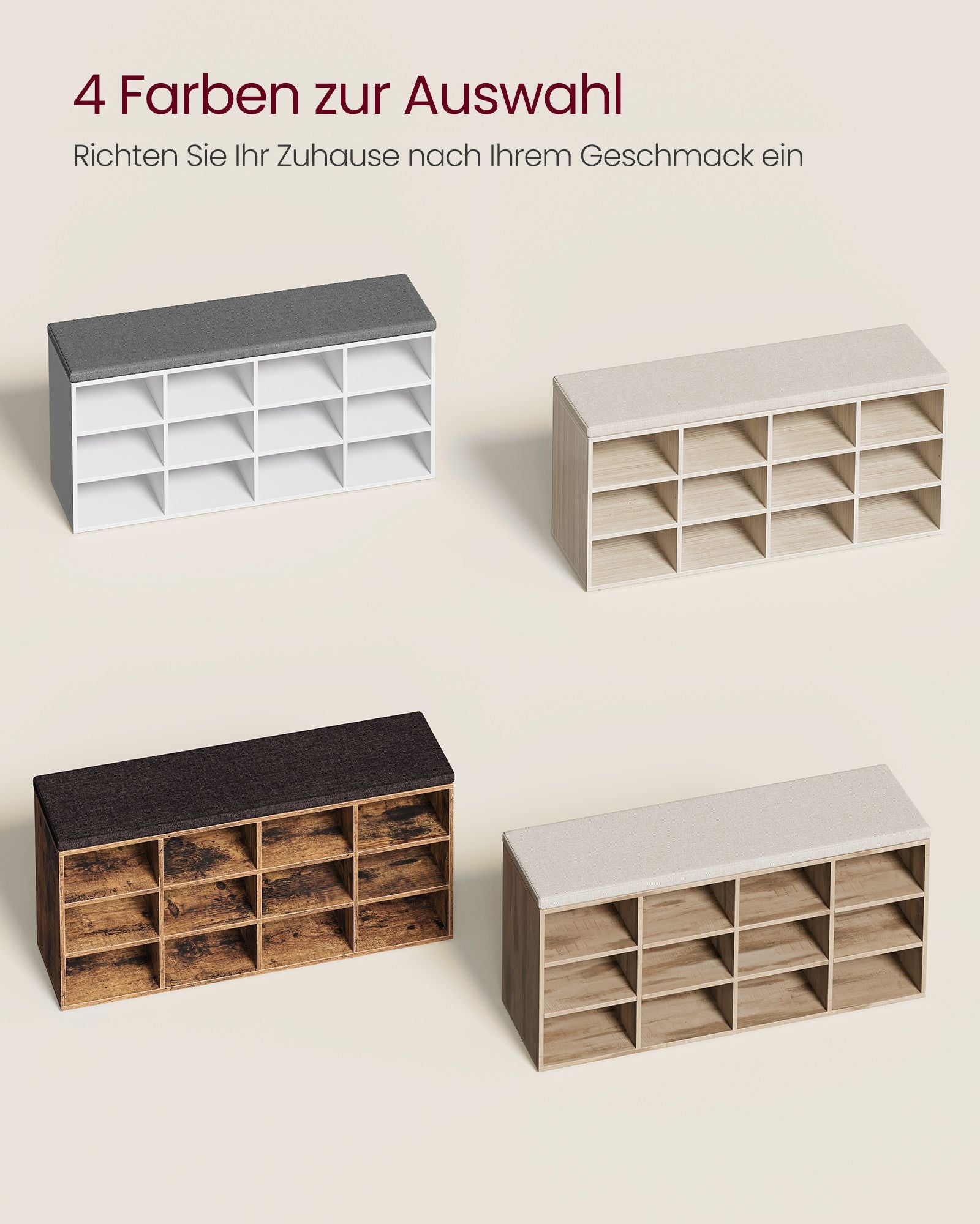 Schuhregal mit Sitz - 30,3 × 104 × 48 cm - Natural Beige